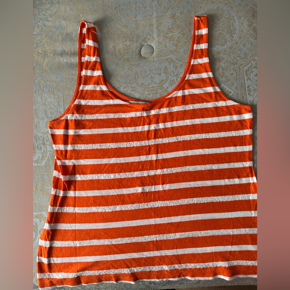 Ladies orange and white size XL tank top five Banana Republic. Great shape.